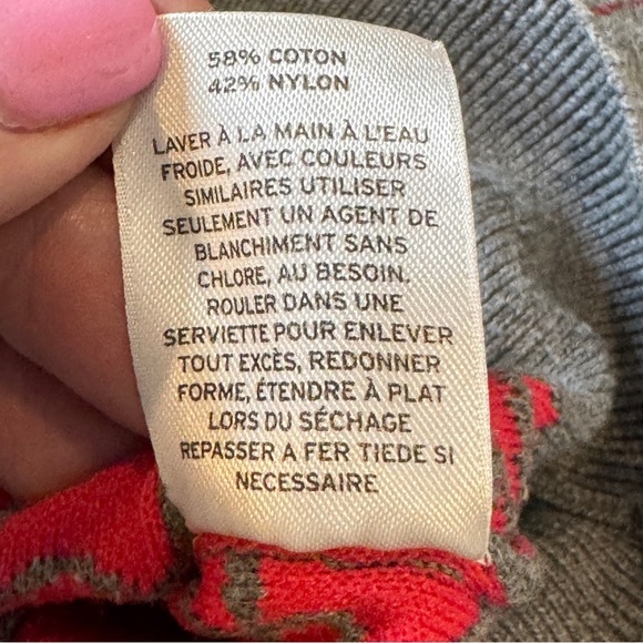 Halogen Women’s Medium Gray Hot Pink Crew Neck Animal Print Pullover Sweater - Picture 7 of 9